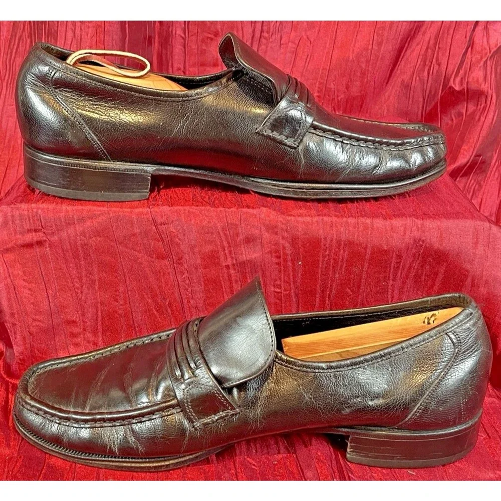 Mens Vntg Florsheim 23242 Black Leather Loafers sz 8.5D